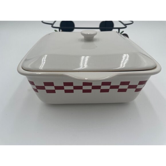 Ceramic Casserole Dish With Apple Design & Metal Stand - Picture 4 of 5